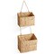 Casafield 2-Tier Hanging Storage Basket Set, Natural Boho Water Hyacinth Wall Basket Organizer for Kitchen Pantry, Home Office, Entryway, Bathroom